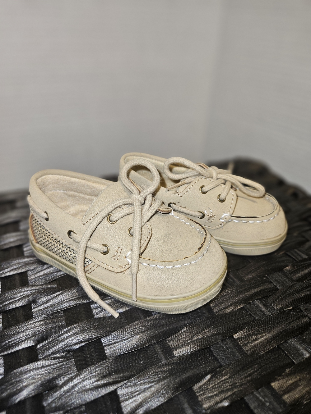 Sperry Kids Light Tan Moccasin Boat Shoes with Laces